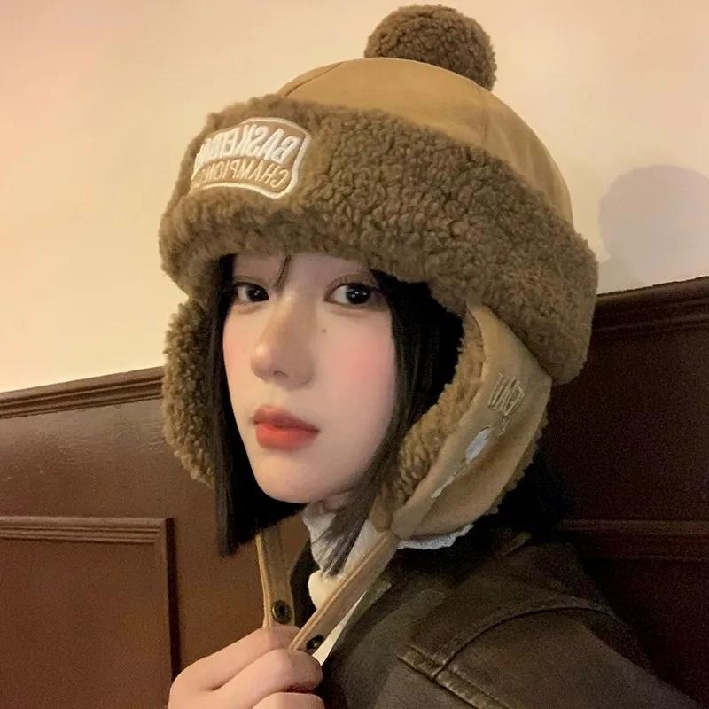 WTEMPO Autumn/Winter Plush Bomber Hats Women Plush Velvet Warm Ear Protection Hats Outdoor Skiing Cycling Hats