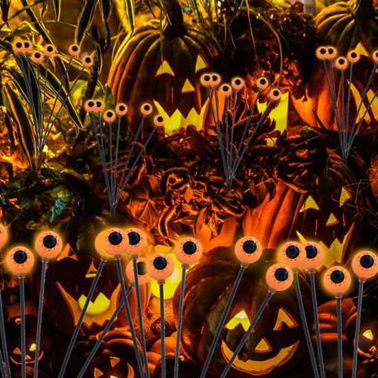 2Pcs LED Solar Scary Eyeball Swaying Lights Realistic 3D Design