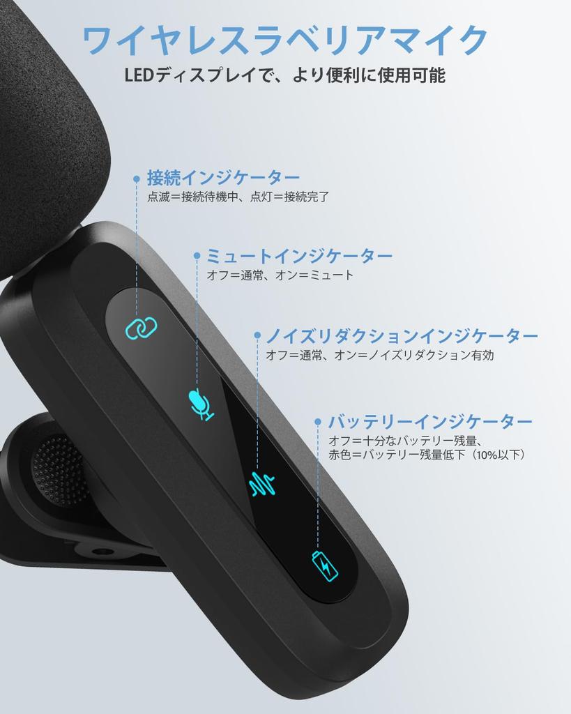 New Model Pin Pin Microphone for Simultaneous Use by 2 Instant LED Indicator Noise Automatic Silent Reverb Plug and 7 Hours Continuous Sound