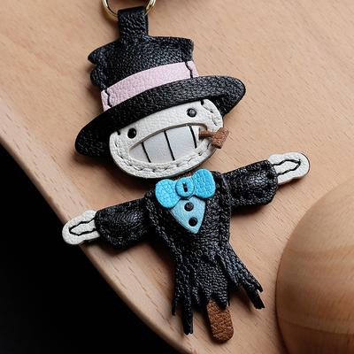 Scarecrow Cute Cartoon Character Keychain Handmade Bag Charm High Quality Leather Bags Pendant Exquisite Gift Car Ornament