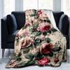 Floral Fantasy Print Flannel Blanket, Soft Warm Lightweight Throw Blanket for Living Room,Sofa Bed Camping Office