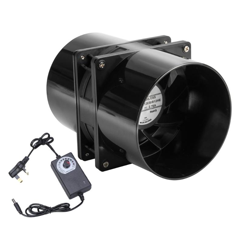 

12cm Fan 12V 6000RPM Inline Duct Blower Double Ball Bearing Design For Greenhouse Pet House & Soldering Fume Extraction 1