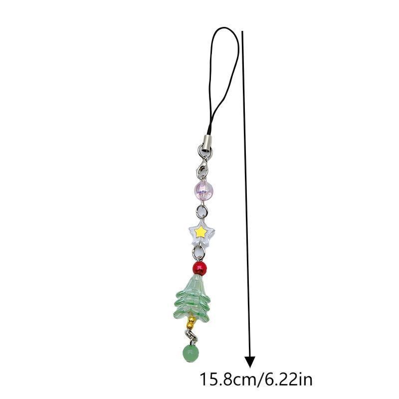 Christmas Tree Beaded Phone Chain Pendant Cute Beaded Mobile Phone Keyring Camera Hanging Decoration Xmas Gifts