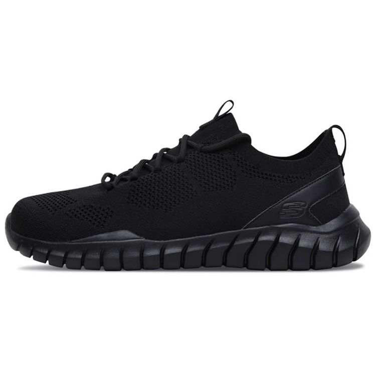 Skechers Overhaul Simple Comfortable Mesh Synthetic Leather Shock Absorbing Breathable Lightweight Low Top Running Shoes Men sneakers Black 52820-BBK 41