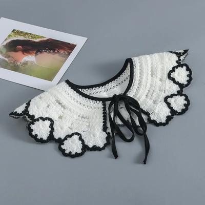 Weißer gewebter Revers-Fake-Kragen-Schal für Damen, abnehmbarer Kragen, Schal, Halskette, Bluse, falscher Kragen, Mini-Cape für Mädchen