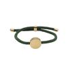 Adjustable Handmade Braided Bracelet With Engravable Round Charm Titanium Steel Unisex Couple Jewelry