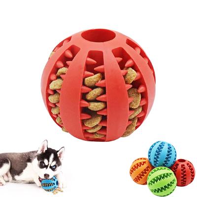 Bola de brinquedo para cães pequenos, brinquedo interativo elástico para mastigar filhotes, limpeza dos dentes, bola de comida de borracha, acessórios para animais de estimação