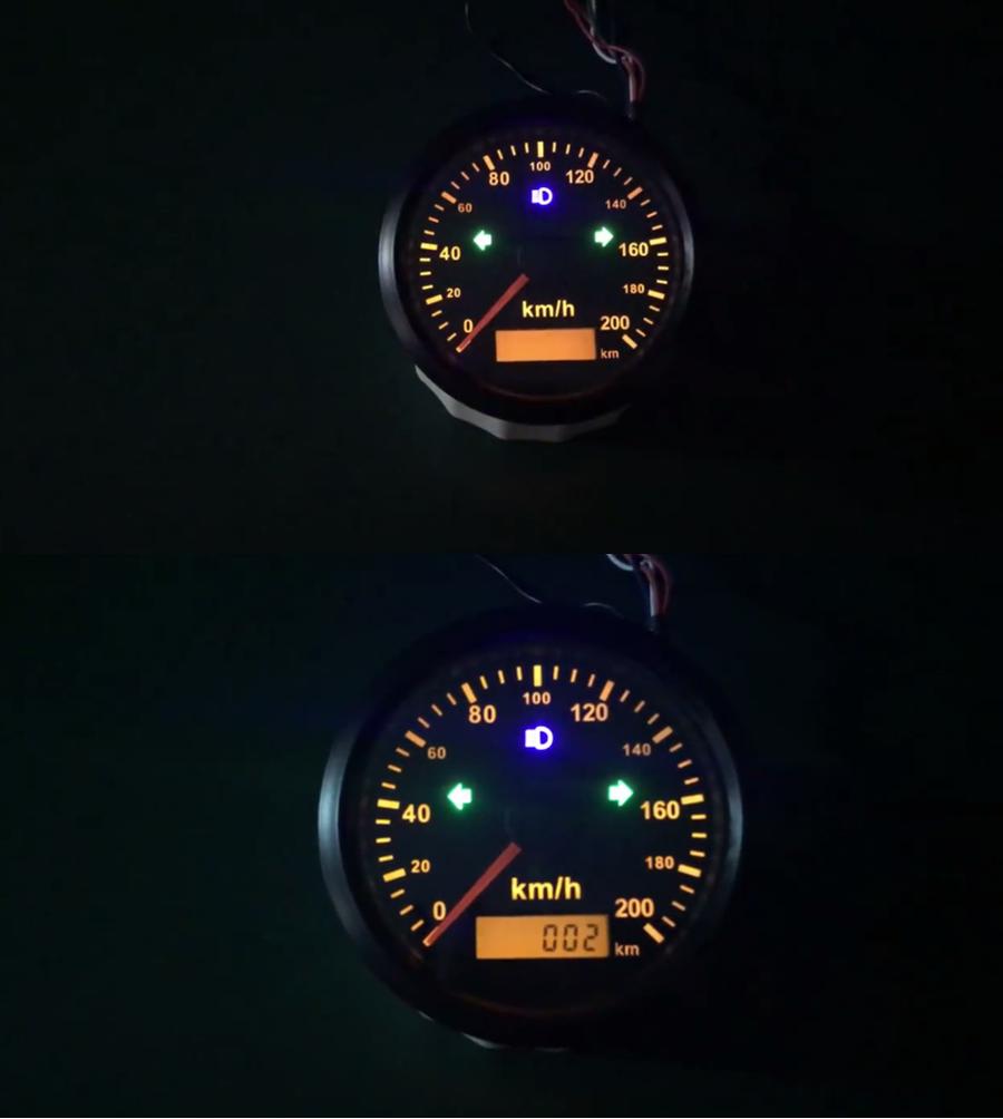 Speedomètre GPS de moto 3 3/8" 85mm Compteur kilométrique 200 km/h Alarme sonore de survitesse