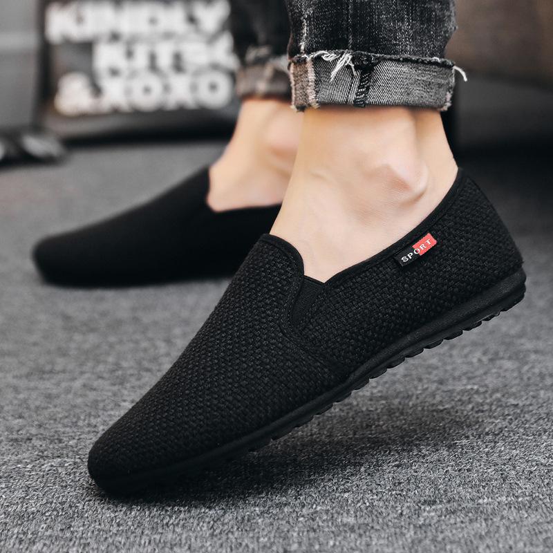 Sommer-Beanie-Schuhe, niedrig geschnittene Leinen-Schuhe aus lässigem Stoff, atmungsaktive lässige Fahrerschuhe