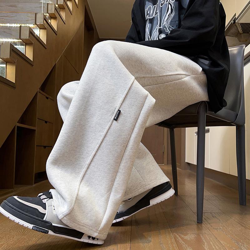 Drape Men's Autumn Sweatpants, Loose Straight-leg Wide-leg Sport Casual Pants