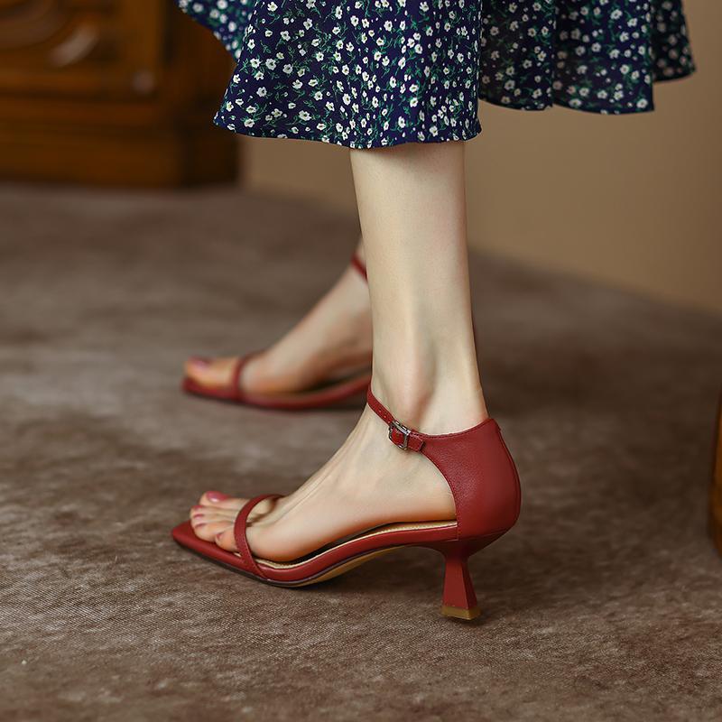 

Minimalist style square head with open-toed sandals women s summer 2025 new versatile stiletto non-slip high heels sandals 39 бордовый