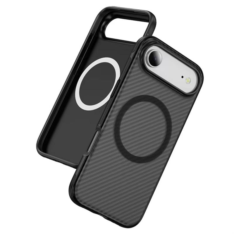 Matte Carbon Fiber Pattern Clear Phone Case for IPhone 17Air 16E 15 14 Plus 13 12 Pro Max Magnetic Charge Anti-Drop Protect Case