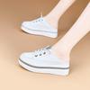 thick-soled muffin, little white shoes, women's outer wear, baotou drag, new fashionable rhinestone, lazy one pedal and half drag