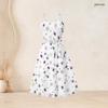 Women Plus Size White Two Piece Set Long Sleeve Cropped Shrug Strappy Tie Waist Pumpkin Bat Printed Dress