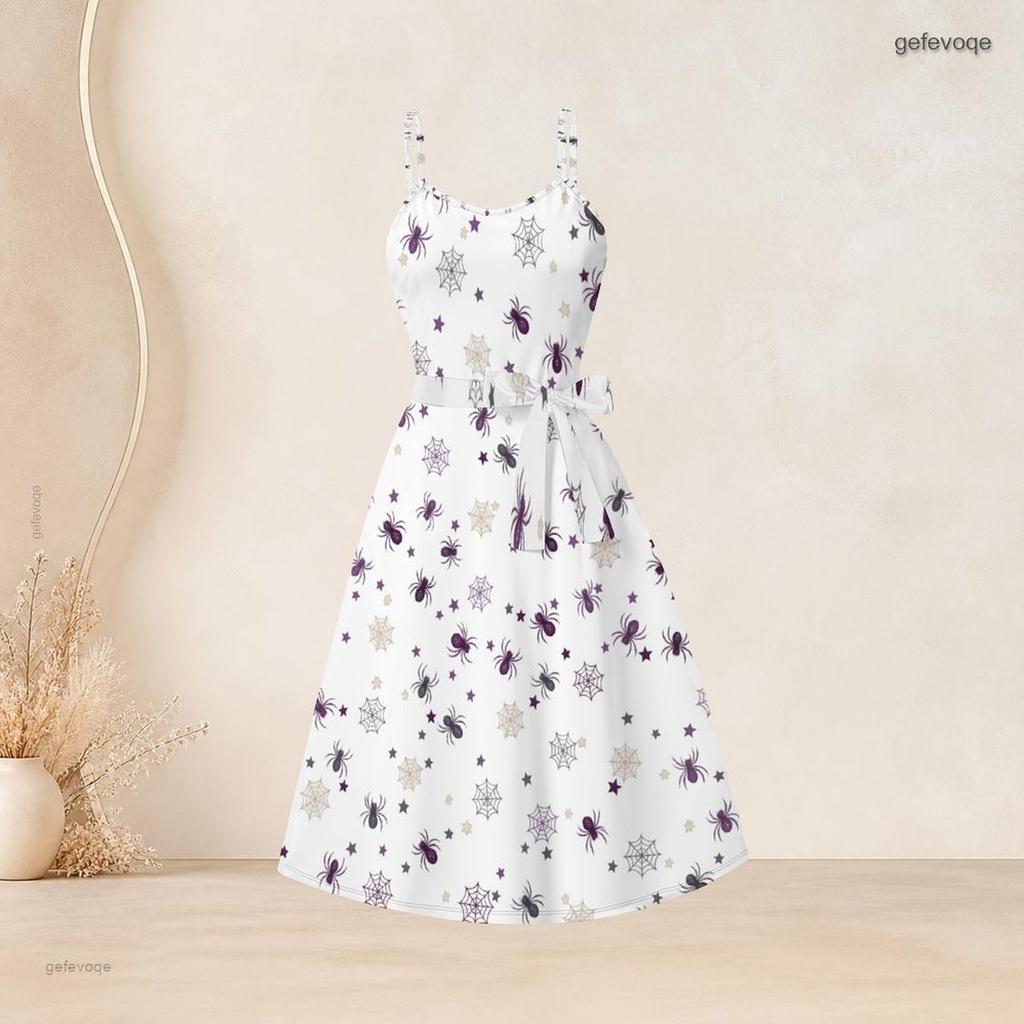 Women Plus Size White Two Piece Set Long Sleeve Cropped Shrug Strappy Tie Waist Pumpkin Bat Printed Dress