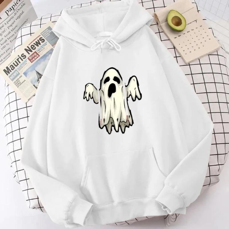 Felpa con Cappuccio Fantasma di Halloween da Donna Grafica Fantasma Cartone Animato Spettrale Stampa Donna Streetwear Felpa Neutra Donna Manica Lunga Top Divertente