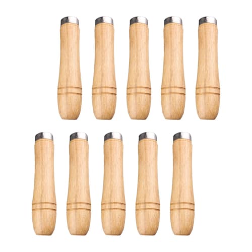 Folpus 10-Piece Wooden File Handle with Metal Ring, DIY Hand Tool, Hardwood Screwdriver Handle File Cutting Tool, Large