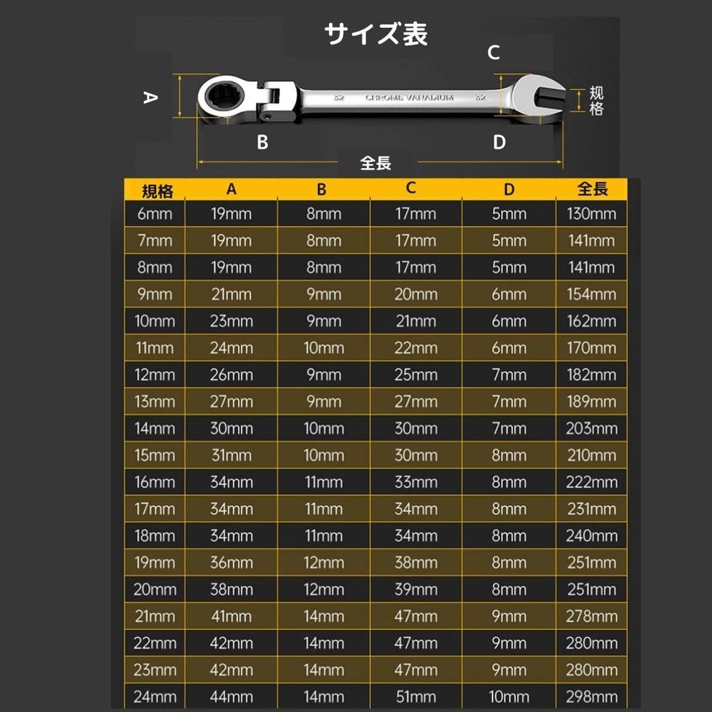 Swing Ratchet Wrench Set with Flex Ratchet Gear Wrench Automotive and Bicycle Repair Various Combination Ratchet Torque Ratchet Wrench 16-Piece Case,