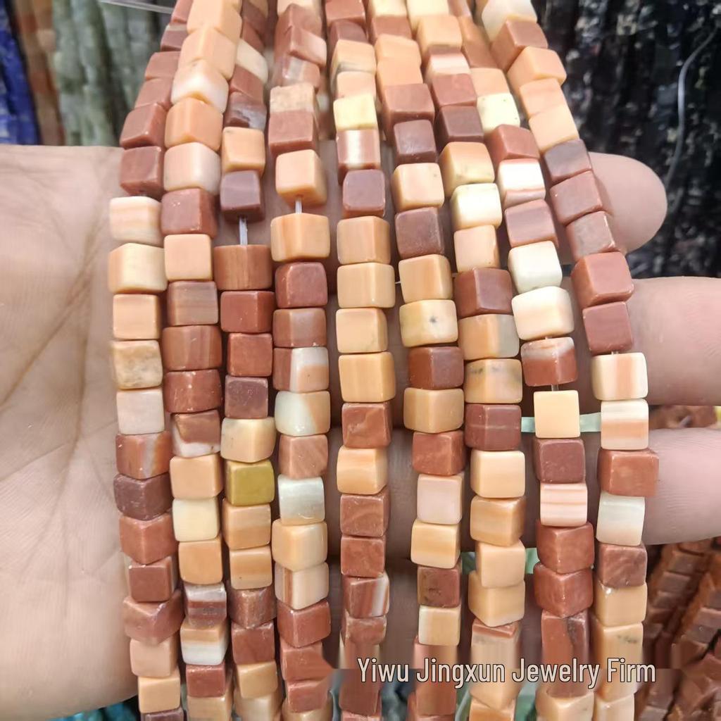 6x6mm Quadratische Rosenquarz-Achat-Perlenkette - Naturstein DIY-Zubehör