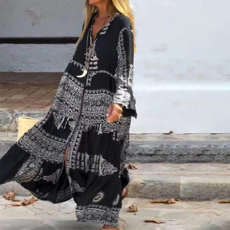 

Bohemian Style Vacation Print Dress In Stock and Can Be Shipped on the Same Day 3XL