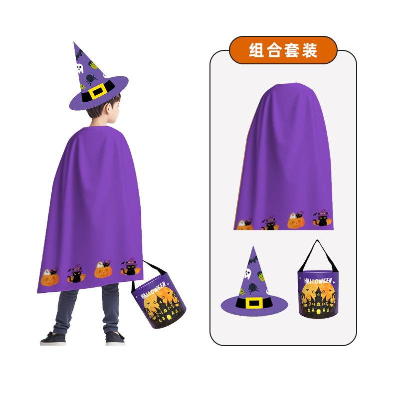 

Halloween Cape Children s Costume Halloween Candy Bag Candy Bag Witch Hat Pumpkin Cape Clothes child