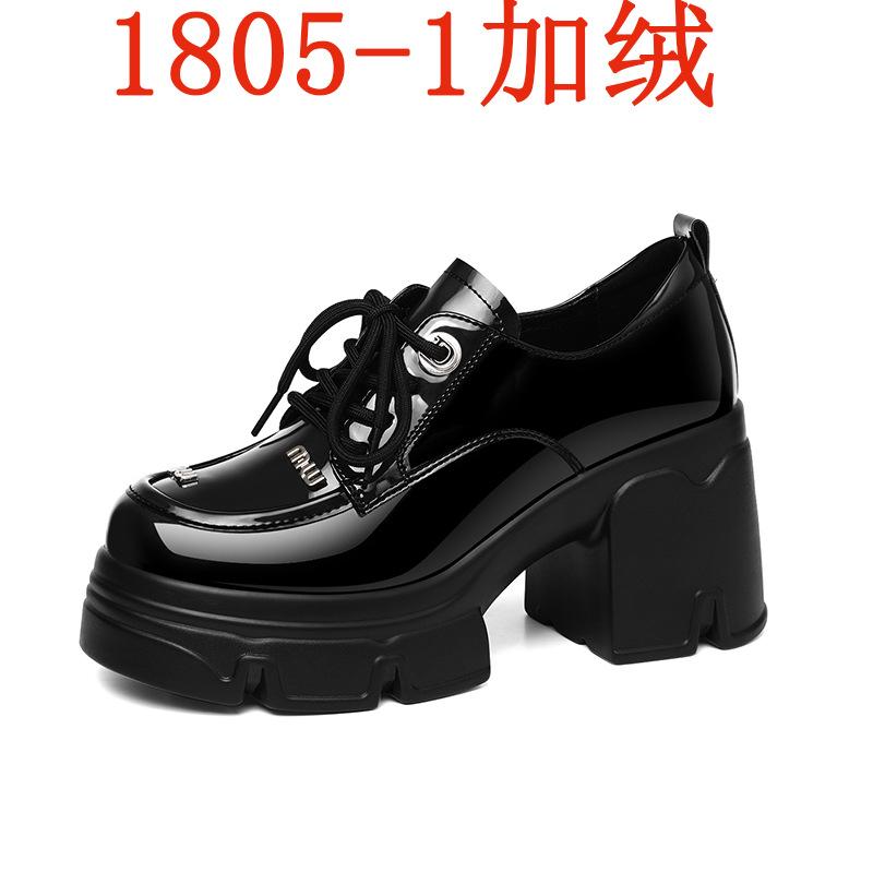 

Black loafers British versatile small leather shoes women s new spring and autumn platform single shoes soft leather thick heel women s shoes 39