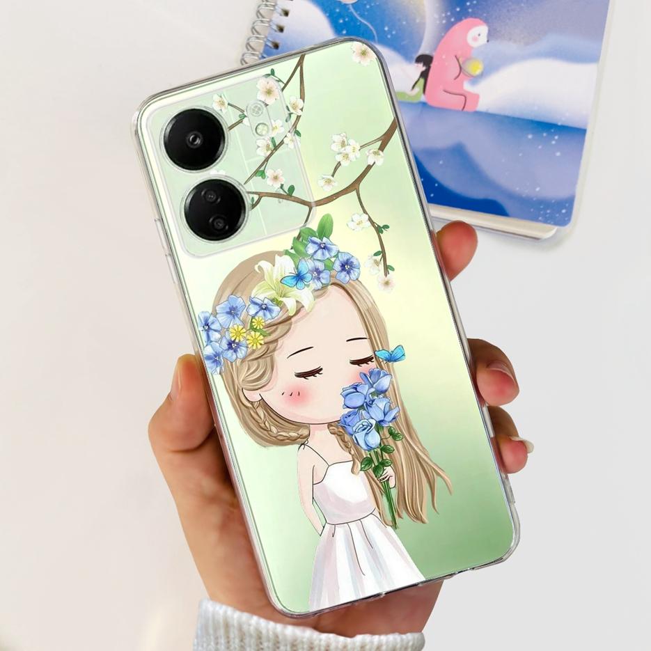 For Xiaomi Poco C65 Case Cute Cat Butterfly Cover Soft TPU Phone Case For Xiaomi Redmi 13C Redmi13C PocoC65 Fundas 6.74'' Bumper