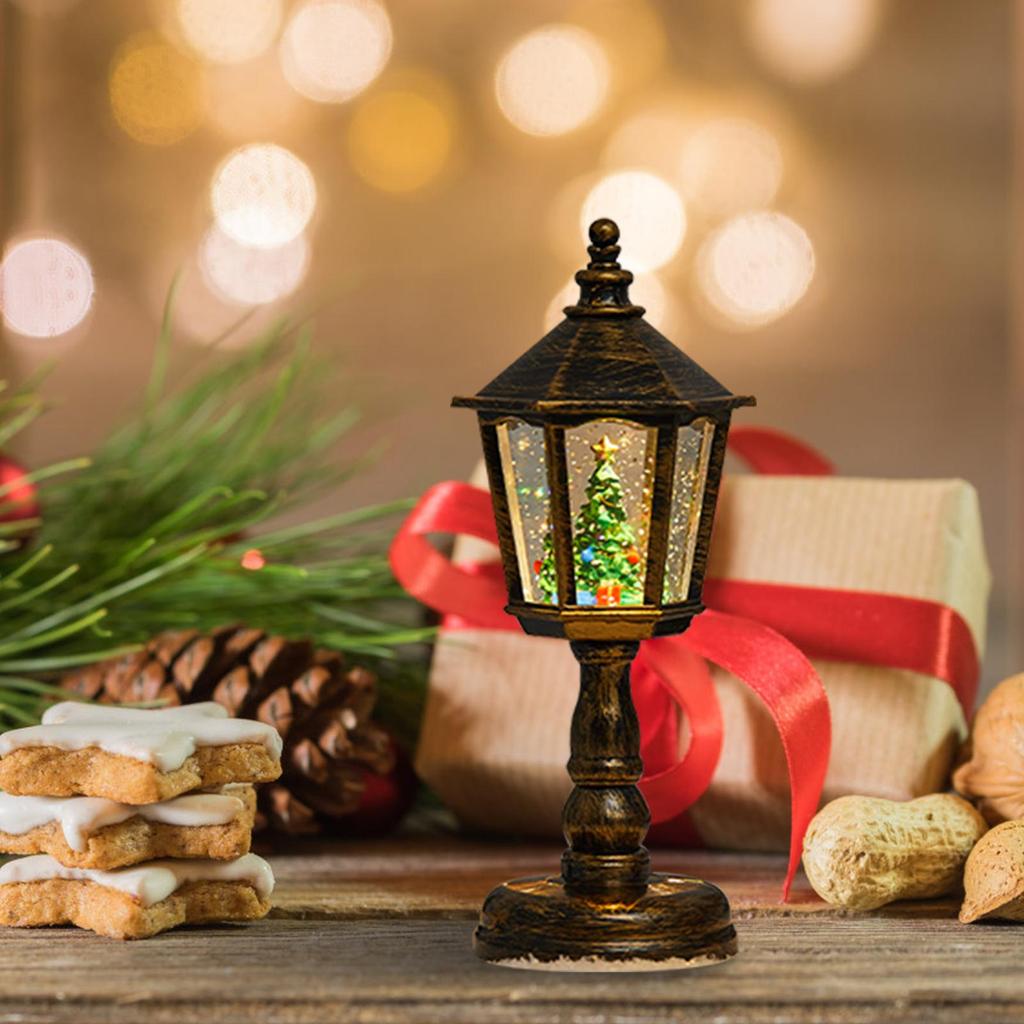 Christmas Lantern Snow Globe Retro Snow Globe Light Retro Christmas Lantern Ornament For Outdoors Window Table Windowsill Porch