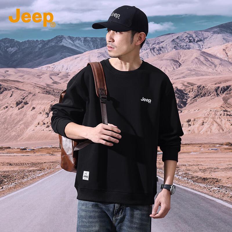

JEEP Men s Loose Fit Round Neck Pullover Sweatshirt 3XL