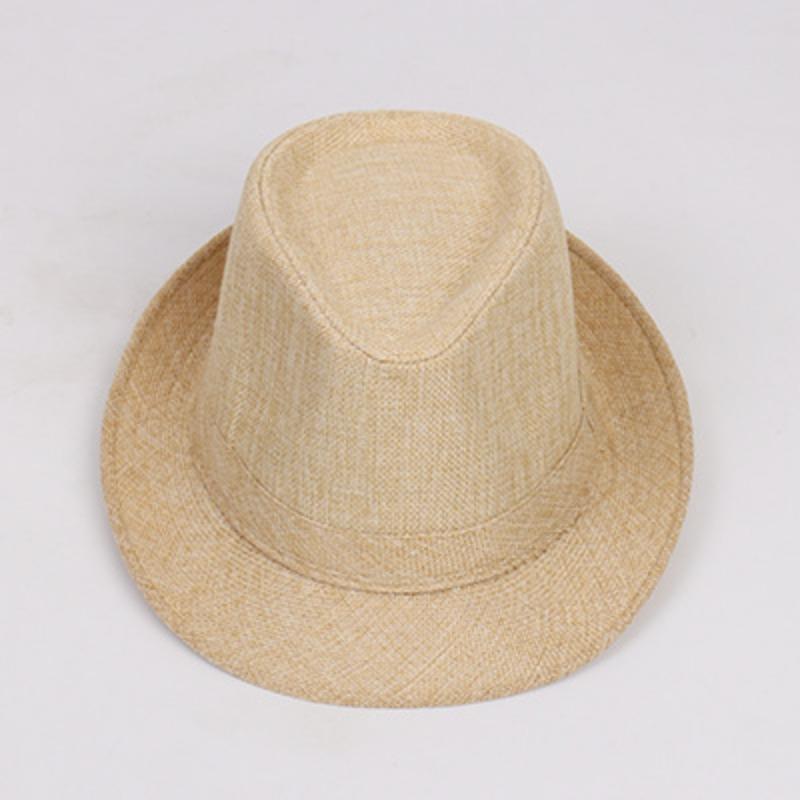 Jazz hat, linen solid color top hat, men's and women's crimped couple's sun hat