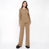 JKASHDK Women's Fashion Casual Spring Autumn Solid Color Print Long Sleeve O-Neck Trousers Pants Suits