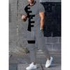 New Summer Men's Sports Suit Men's Round Neck Splicing Printed Short-sleeved T-shirt Loose Pants Two-piece Set Streetwear