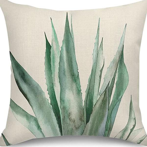 Popular Green Plant Linen Pillowcase Modern Simple Home Sofa Living Room Pillow Cushion