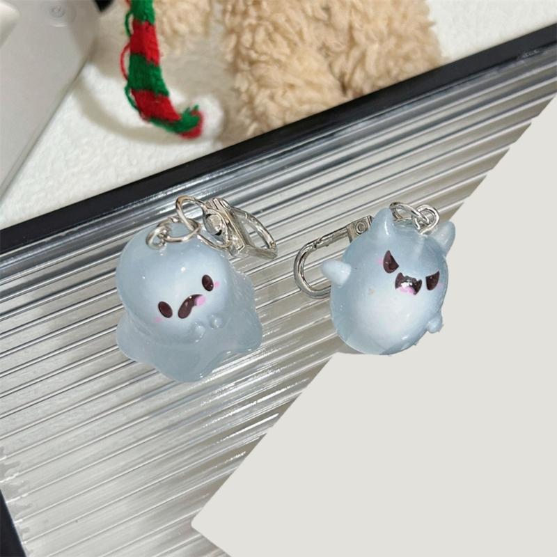 Set of 6 Glowing In The Dark Specter Keychain Phantoms Pendant Keyring Backpack Charm Bag Accessory for Halloween