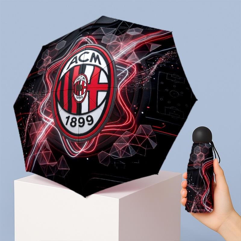 AC Milan Pattern Printed Mini 5 Folds 8 Ribs Compact Umbrella Windproof Waterproof Lightweight Portable Folding