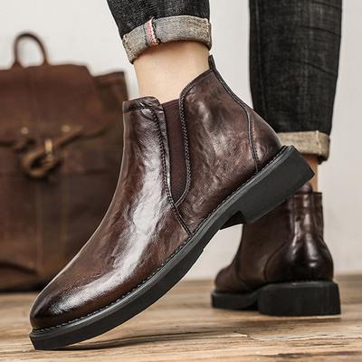 Otoño Invierno Temprano 2025 Zapatos de Cuero Genuino Botas Chelsea para Hombre Moda Estilo Británico Marca de Cuero de Vaca Calzado Masculino