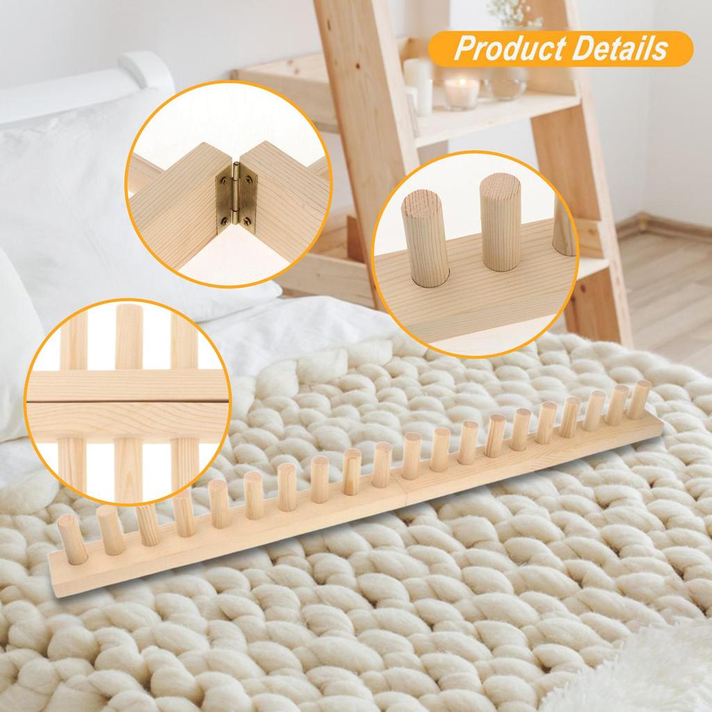 Sada pro pletení tlusté deky na ručním stavu Nastavitelný dřevěný rám s kolíky Ruční pletací stav pro DIY přehoz