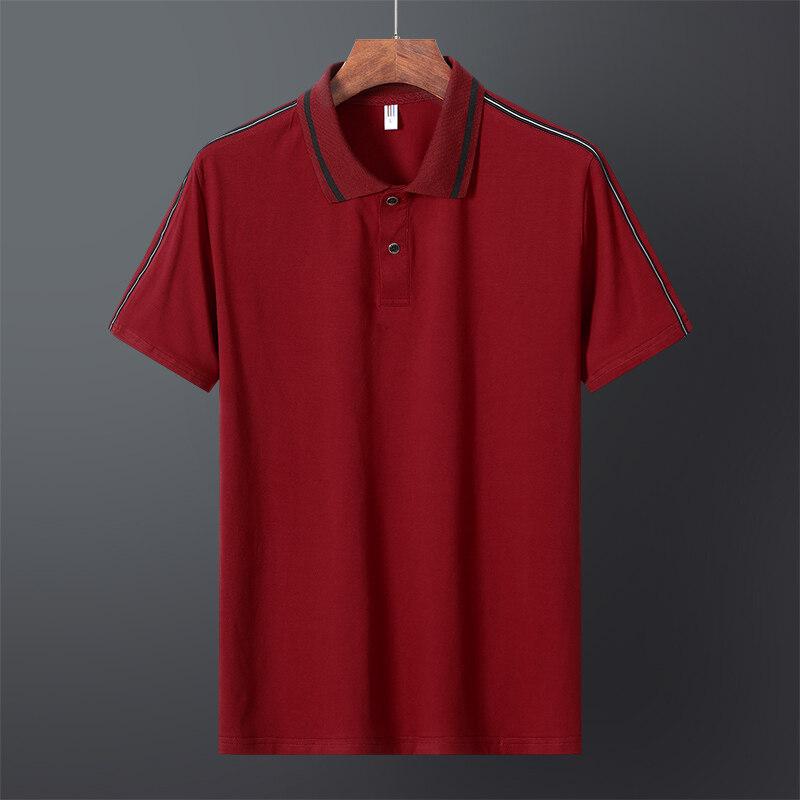 Plus Size Casual Loose Short Sleeve Men 'S Cotton Stripe T -Shirt With Slit Thin Men 'S Polo Shirt 45 -110kg