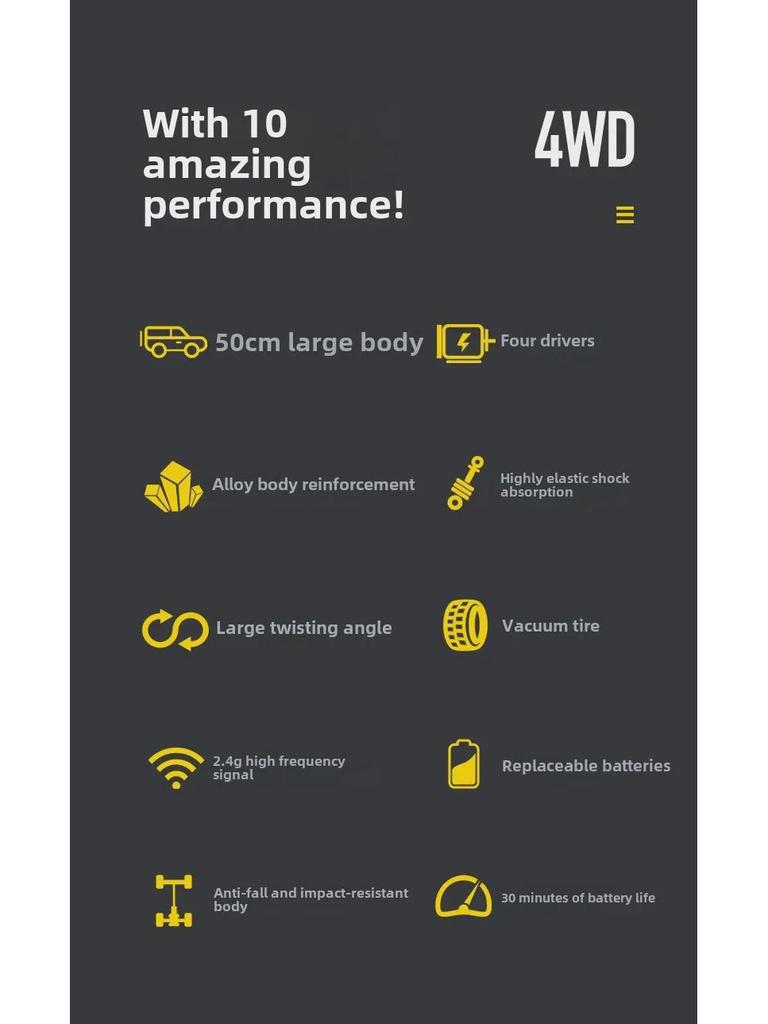 1:8 Scale 50cm Alloy Climbing RC Car - 4WD Off-Road Monster Truck Toy