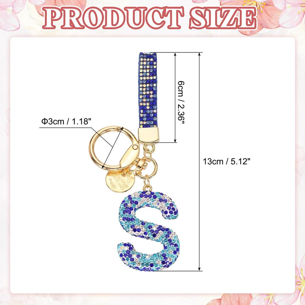 [PATIKIL] Initial Letter Keychain, Gift Bling Letter Keychain, Alphabet Key Ring, Handbag Accessory for Women, Shiny Cute Backpack Bag Car Key
