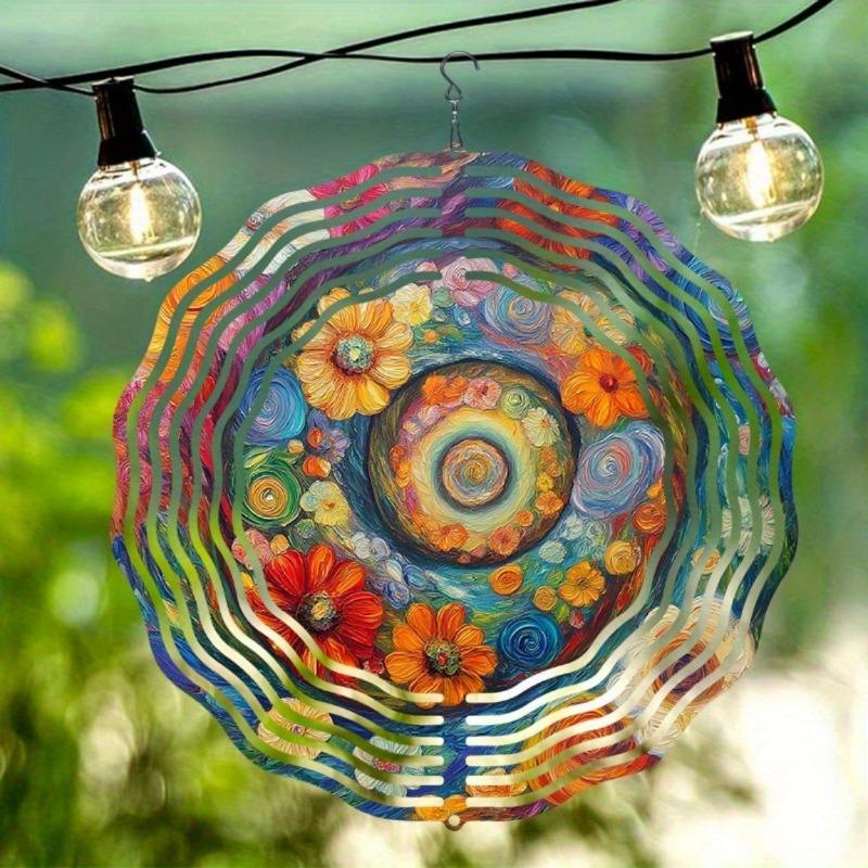 10 Zoll Hängender Windspinner mit 360-Grad-Haken für Balkon-Gartendekor Frühling Sommer Außendekoration
