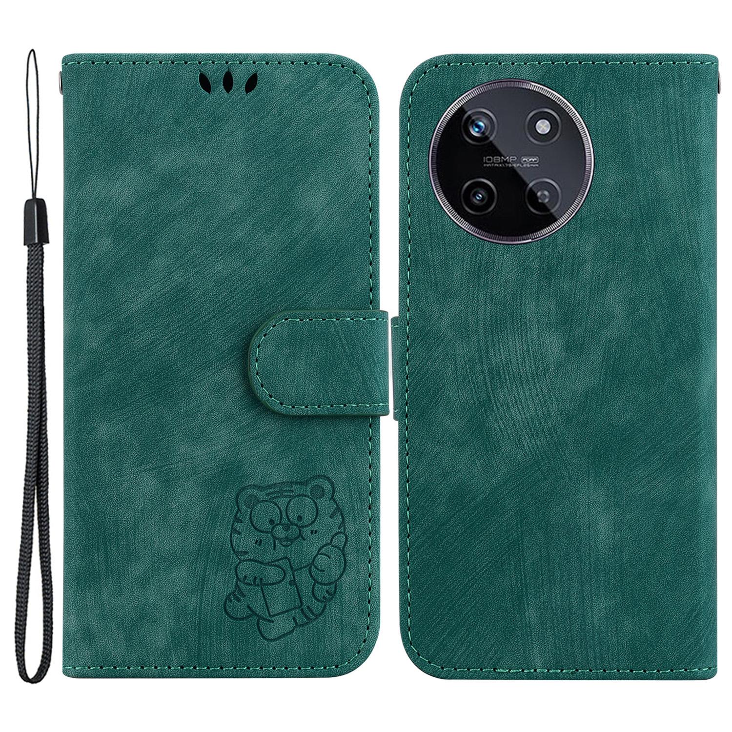 

For Realme 11 4G (159.9x73.3x7.95mm) Phone Case Wallet Cover Tiger Pattern Imprinted C