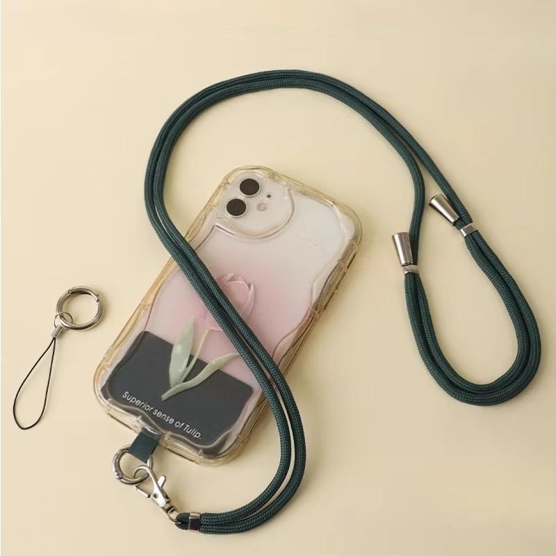 Comfortable Secure Phone Lanyard Anti-Drop Crossbody Neck Strap with Card Holder Solid Color Phone Case Strap for Travel Work
