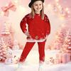 Girls' Xmas Tree Casual Comfortable Soft Loose Pullover Sweatshirt and Leggings 2-Piece Set, New Autumn/Winter, Playful, Sweet and Cool Style