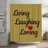 Gold Shower Curtain Decorative Text Living Laughing Loving Home Bathroom Decor for Kids Bathrooms Waterproof Privacy