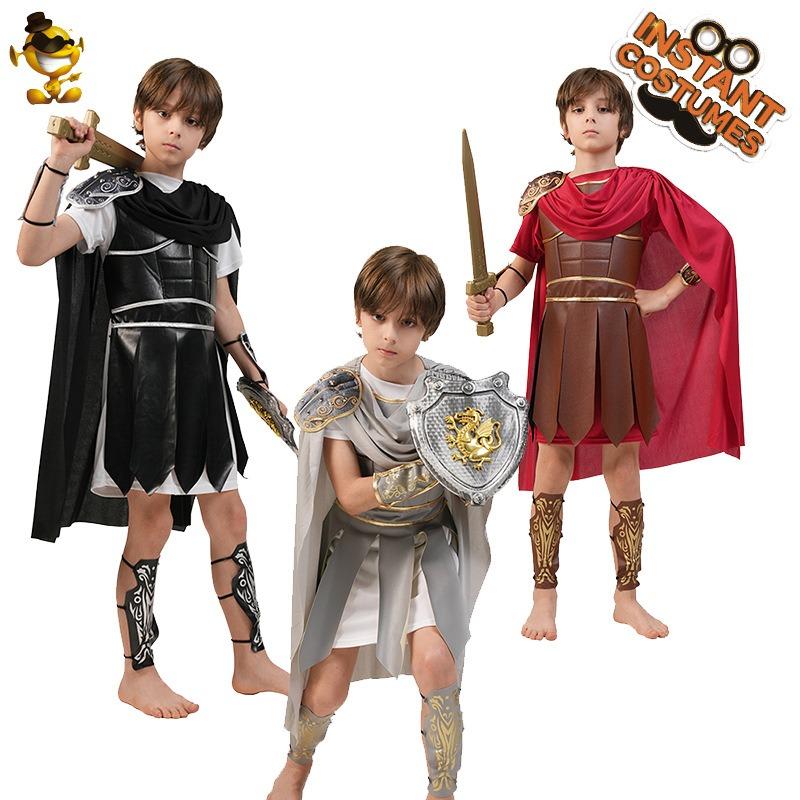 Halloween boy samurai costume, boy Roman warrior stage show boy party costume