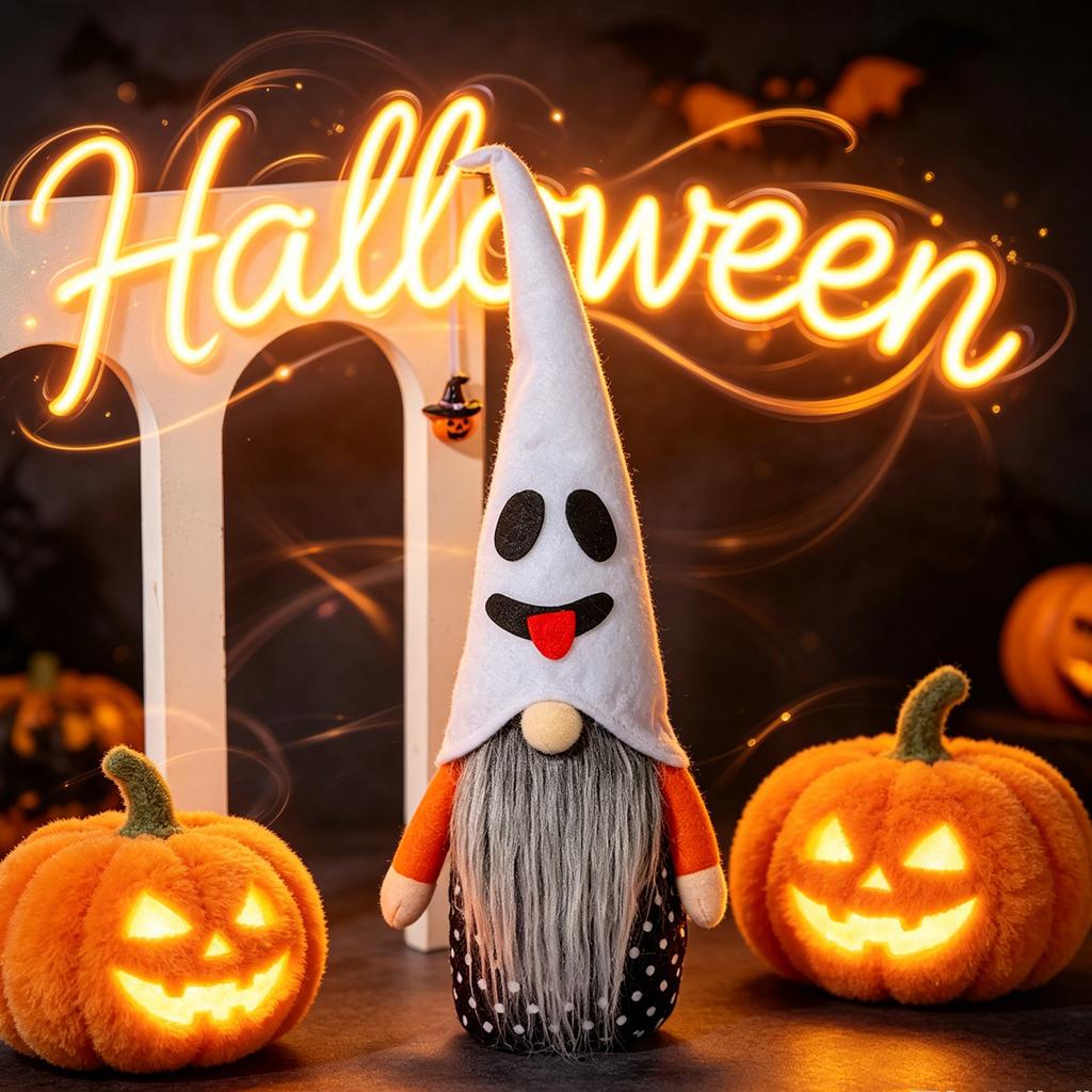Halloween Ghostly Figurine Gnome Statue for Home Decor Tabletop Ornament