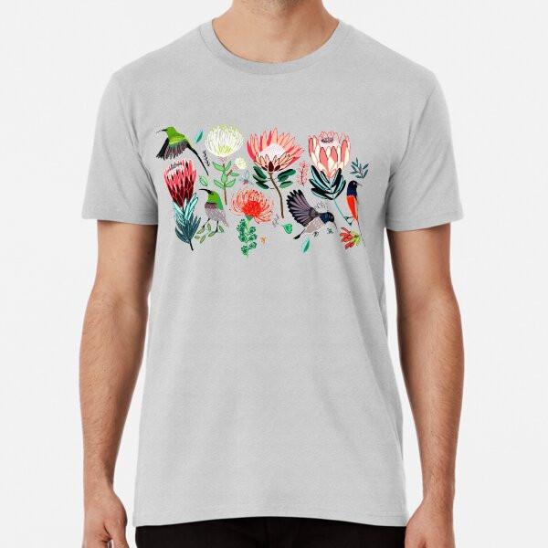 Sunbirds amp; Proteas On Grey TShirt Made in Australia Unisex T-Shirt XL