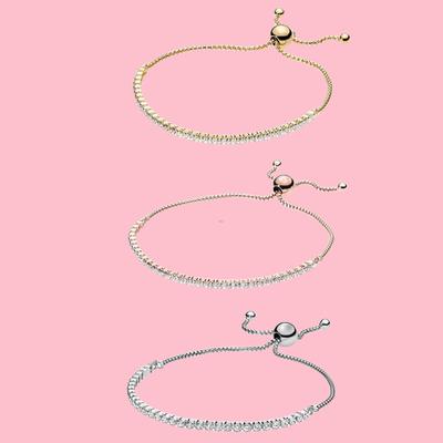 Trendy  S925 Silver Sparkling Slider Tennis Bracelet Fit for Women's Birthday Party Gifts Fashion Jewelry