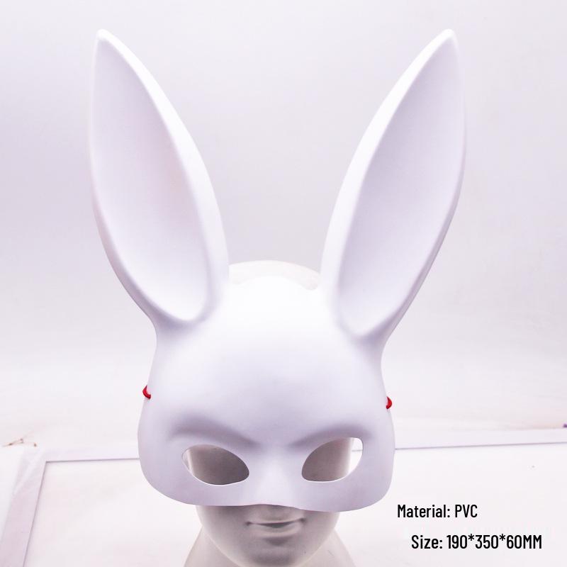 Hot-Selling Flexible Black PVC Rabbit Mask - One Size for Halloween